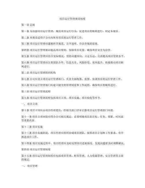 项目运行管理规章制度