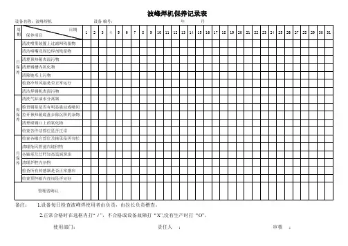波峰焊保养记录表