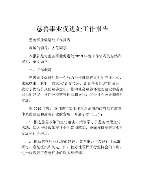 慈善事业促进处工作报告