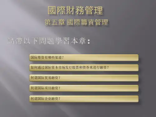 国际财务管理课件-国际筹资管理