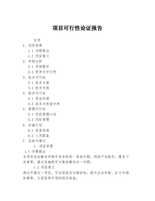 项目可行性论证报告