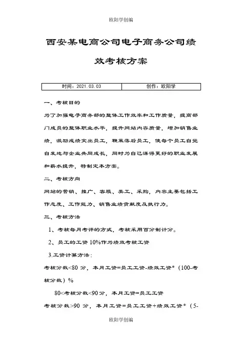 某电商员工绩效考核方案之欧阳学创编