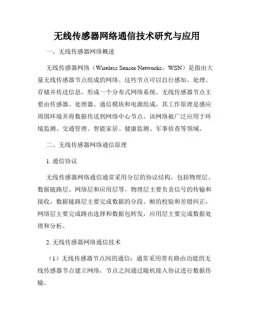 无线传感器网络通信技术研究与应用