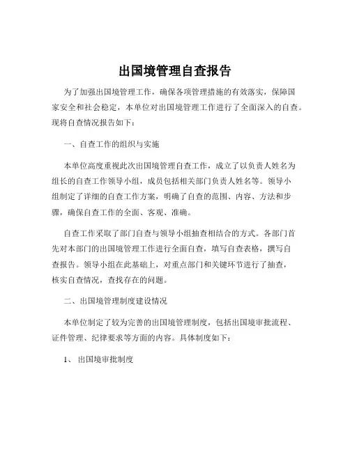 出国境管理自查报告