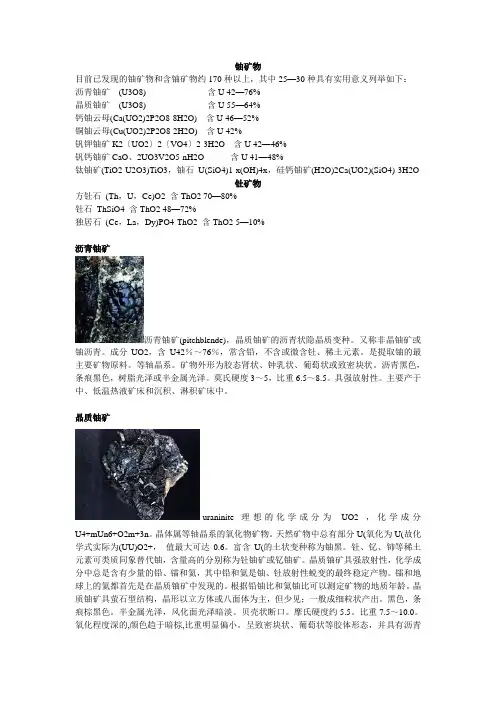 常见铀矿物汇总