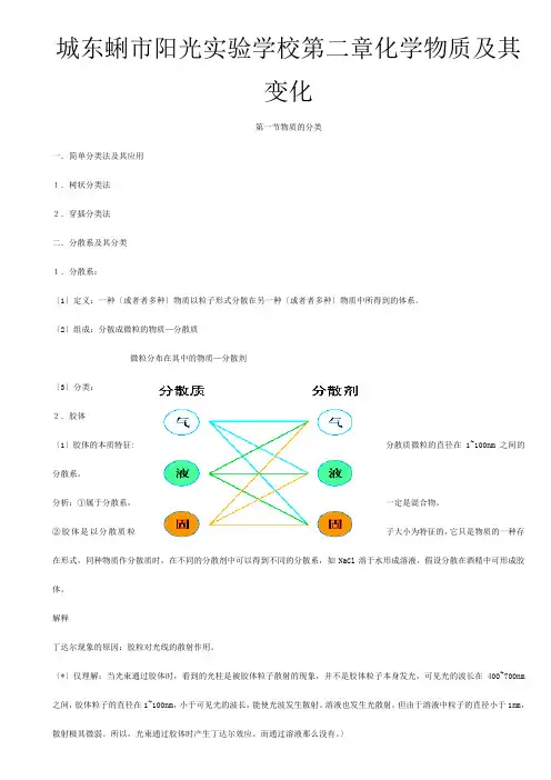 高一化学物质及其变化复习教案