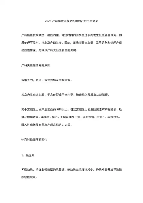 2023产科急救流程之凶险的产后出血休克