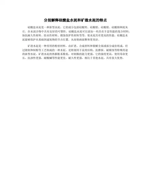 分别解释硅酸盐水泥和矿渣水泥的特点