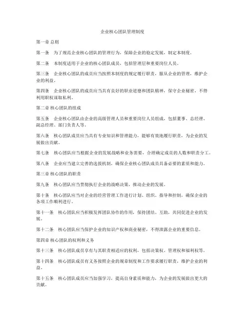 企业核心团队管理制度