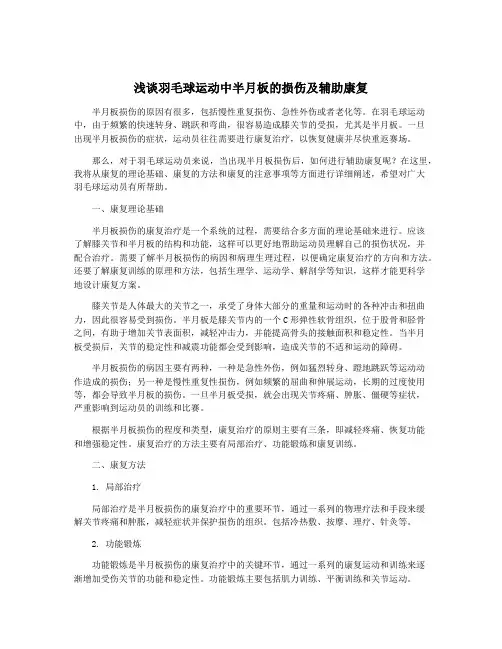 浅谈羽毛球运动中半月板的损伤及辅助康复