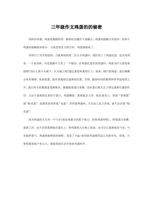 三年级作文鸡蛋的的秘密