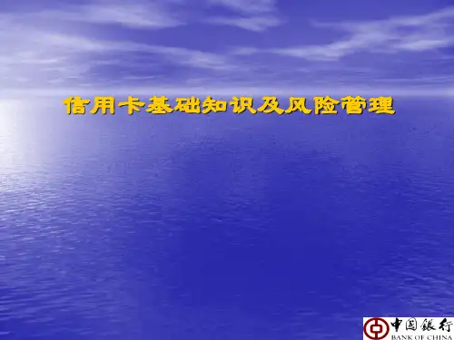 信用卡基础知识及风险管理