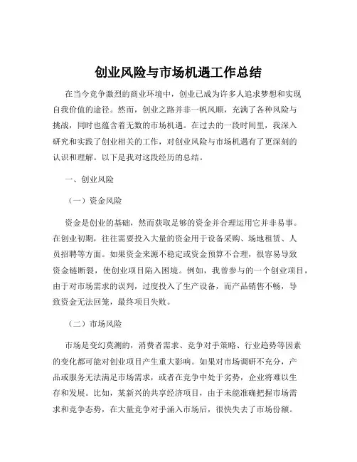 创业风险与市场机遇工作总结