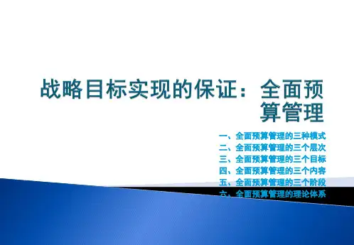 全面预算管理体系的建立