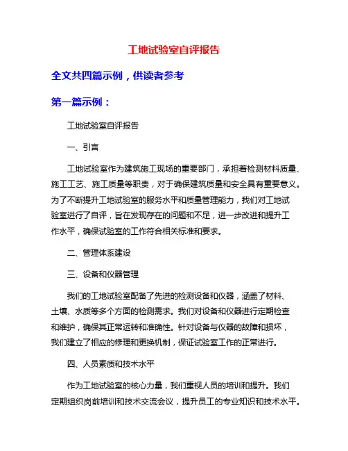工地试验室自评报告