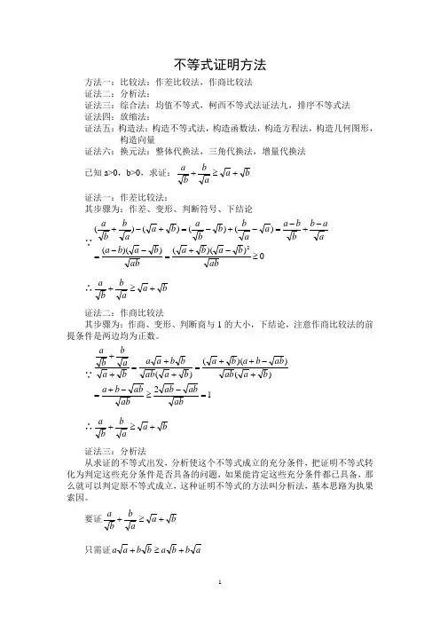 不等式证明方法