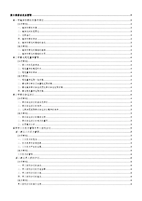 人力资源管理师一级 第6章 劳动关系管理