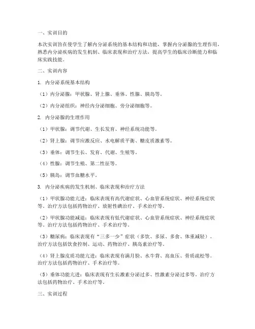 内分泌系统的实训报告