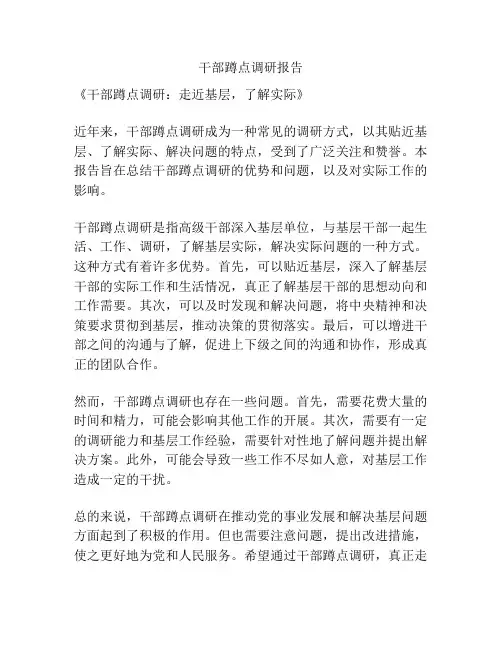 干部蹲点调研报告
