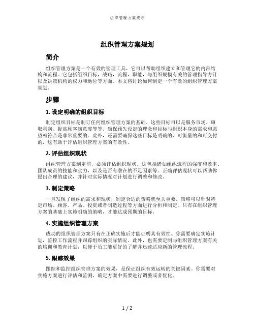 组织管理方案规划