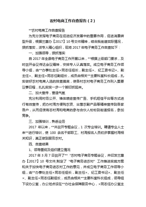 农村电商工作自查报告（2）