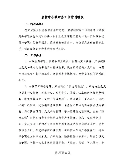 农村中小学财务工作计划模板(5篇)