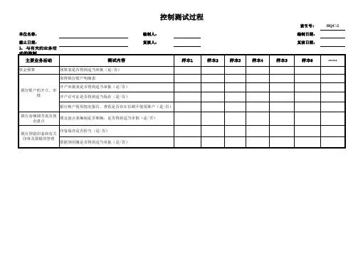 企业内部控制审计工作底稿-实施阶段-重大业务循环测试-HQ货币资金及其他循环OK
