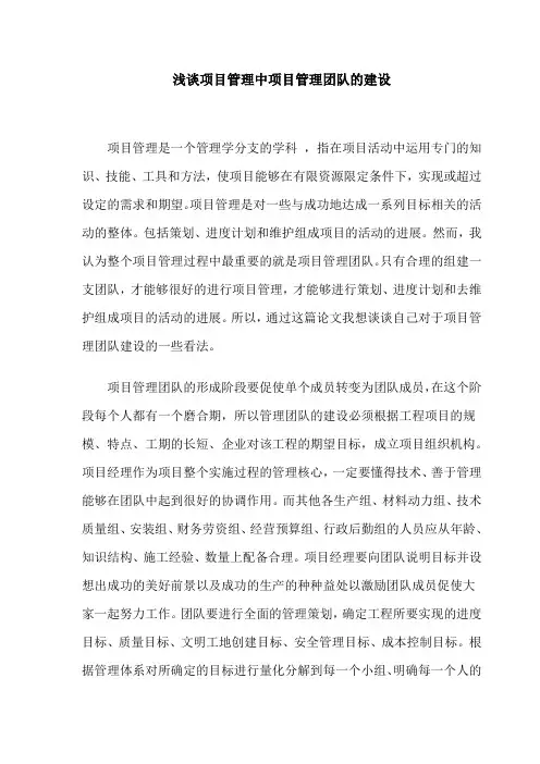 浅谈项目管理团队建设