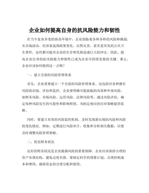 企业如何提高自身的抗风险能力和韧性