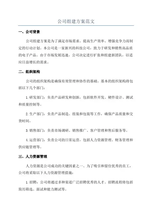 公司组建方案范文