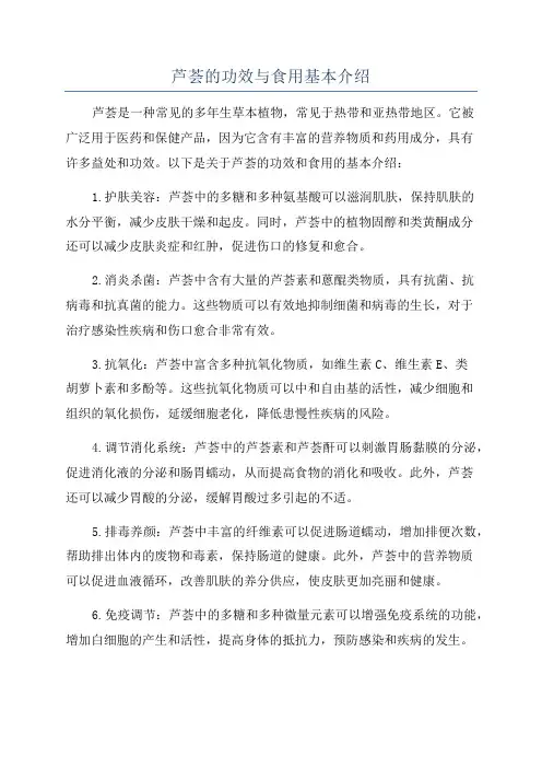 芦荟的功效与食用基本介绍
