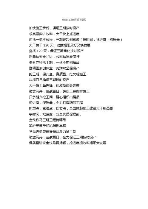 建筑工地进度标语