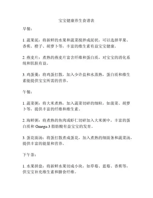 宝宝健康养生食谱表