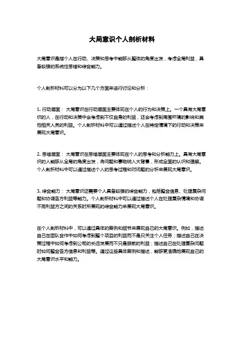 大局意识个人剖析材料