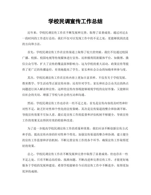 学校民调宣传工作总结