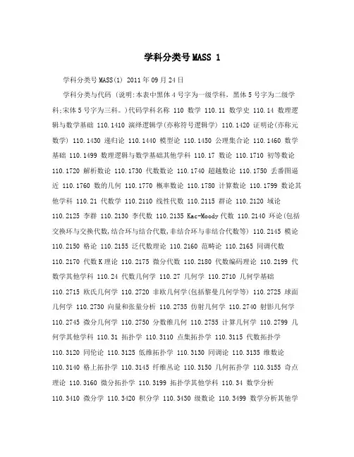 学科分类号MASS1