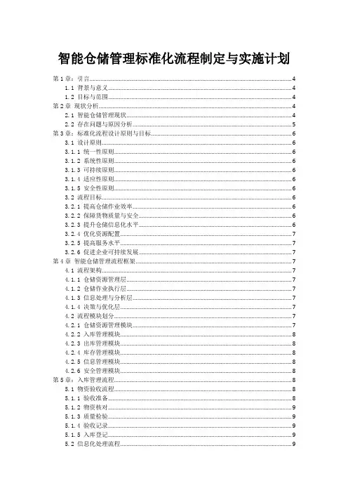 智能仓储管理标准化流程制定与实施计划