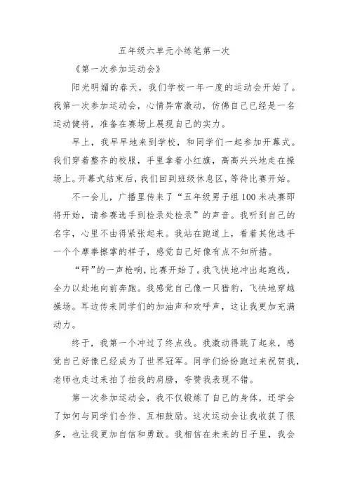 五年级六单元小练笔第一次