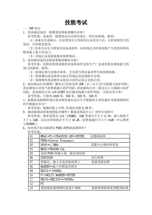 民航VHF短波RGS部分执照考试复习题(技能)