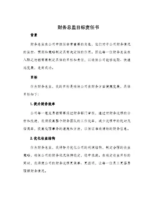 财务总监目标责任书