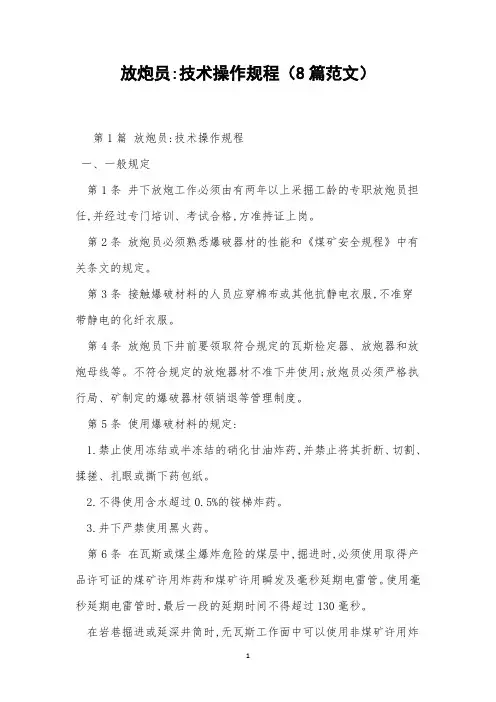 放炮员-技术操作规程(8篇范文)