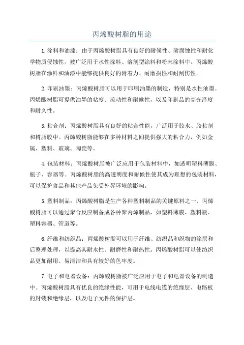 丙烯酸树脂的用途