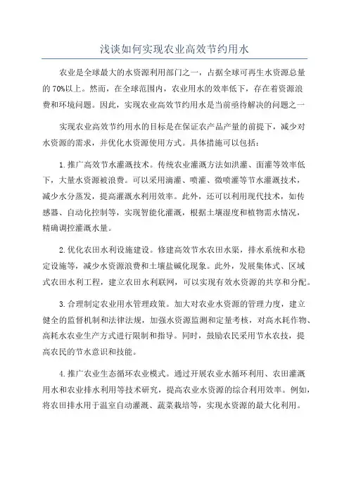 浅谈如何实现农业高效节约用水