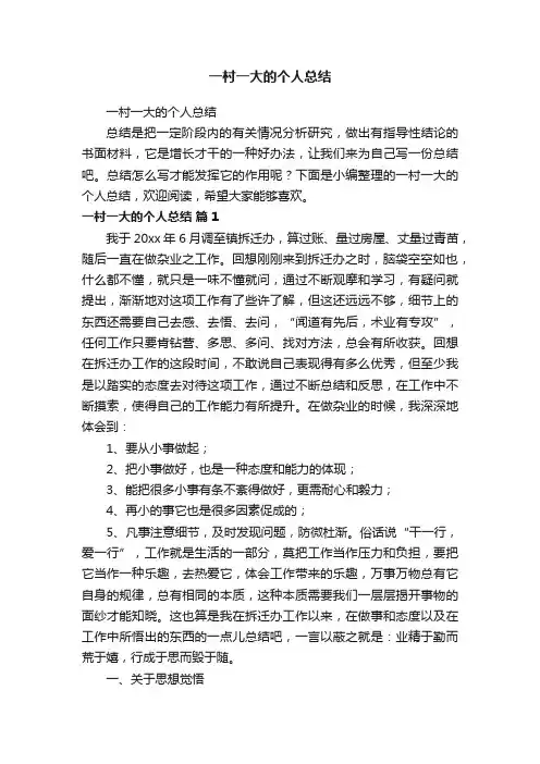 一村一大的个人总结