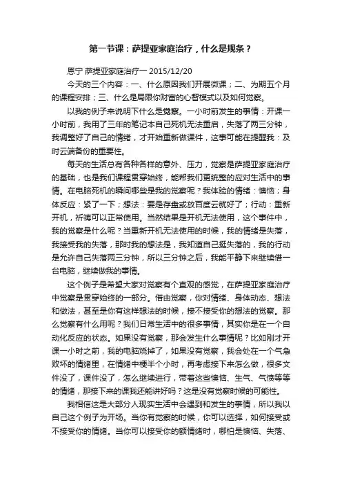 第一节课：萨提亚家庭治疗，什么是规条？