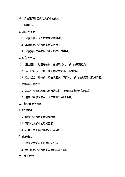 八年级地理下册现代化大都市的教案