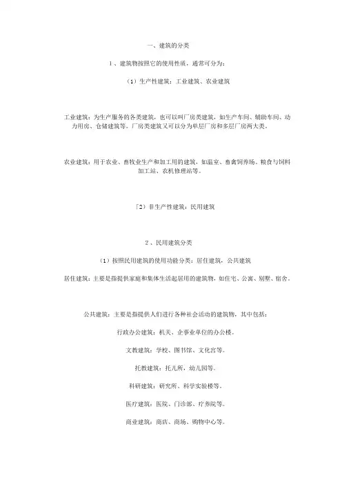 建筑类别划分