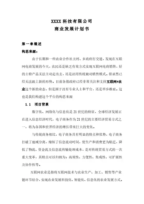 农业电商项目商业计划书