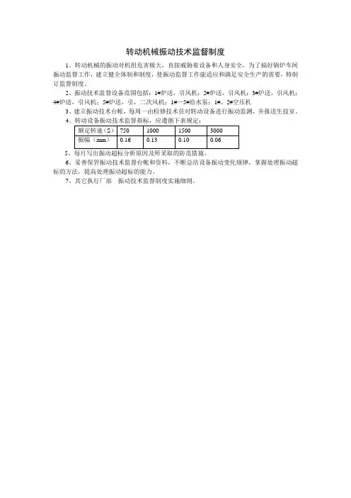 转动机械振动技术监督制度