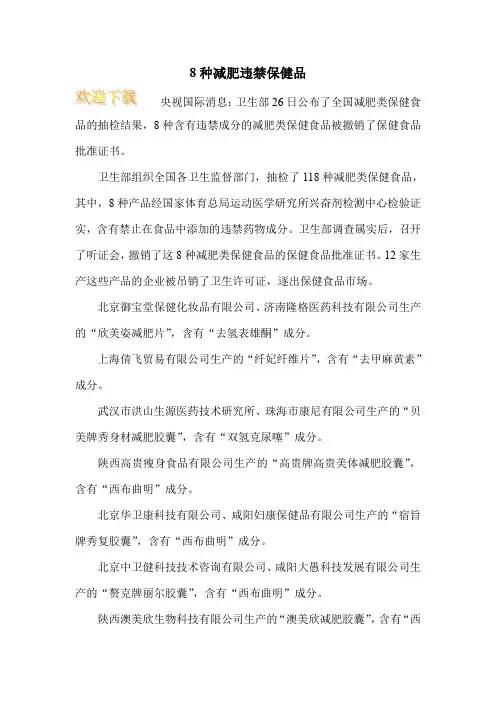 8种减肥违禁保健品